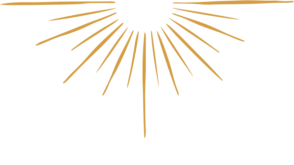 Golden sunburst design with radiating lines.